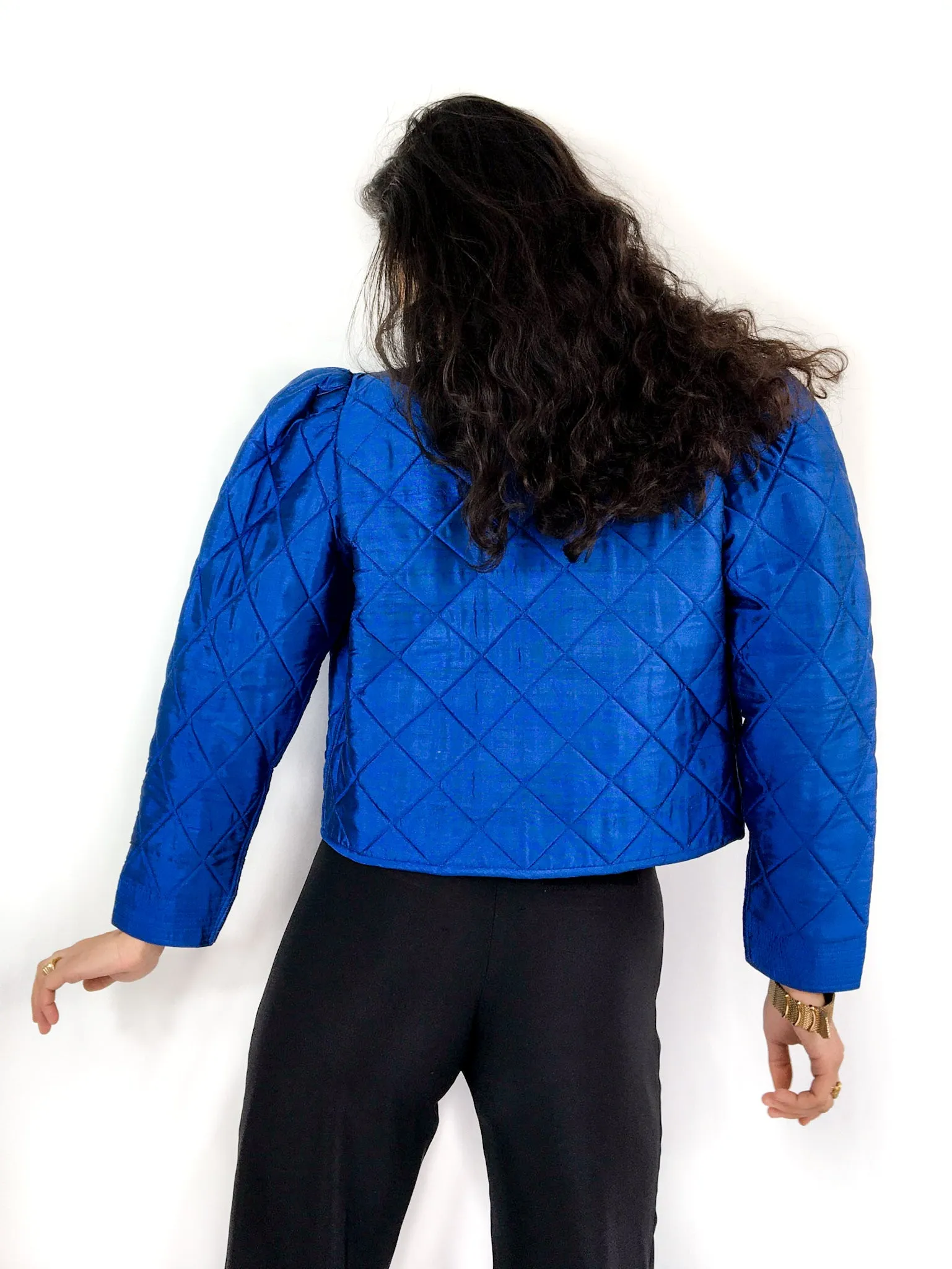 80s vintage quilted evening jacket, no closure