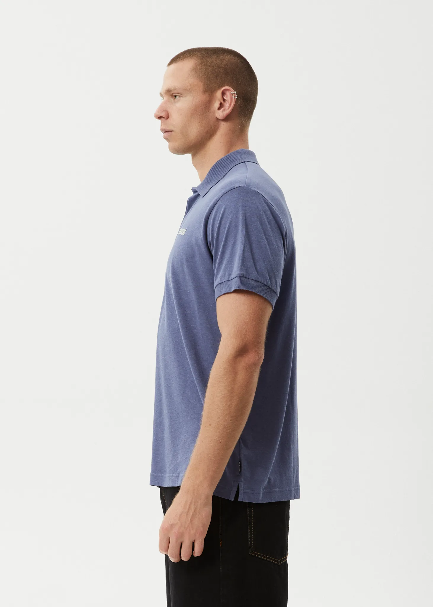 AFENDS Mens Byron Trip - Short Sleeve Polo Shirt - Marlin