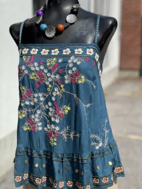 Anthropologie Embroidered Tank Top L