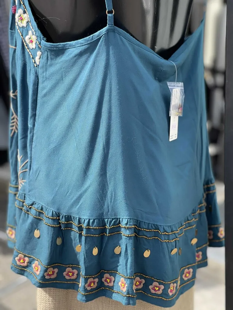 Anthropologie Embroidered Tank Top L