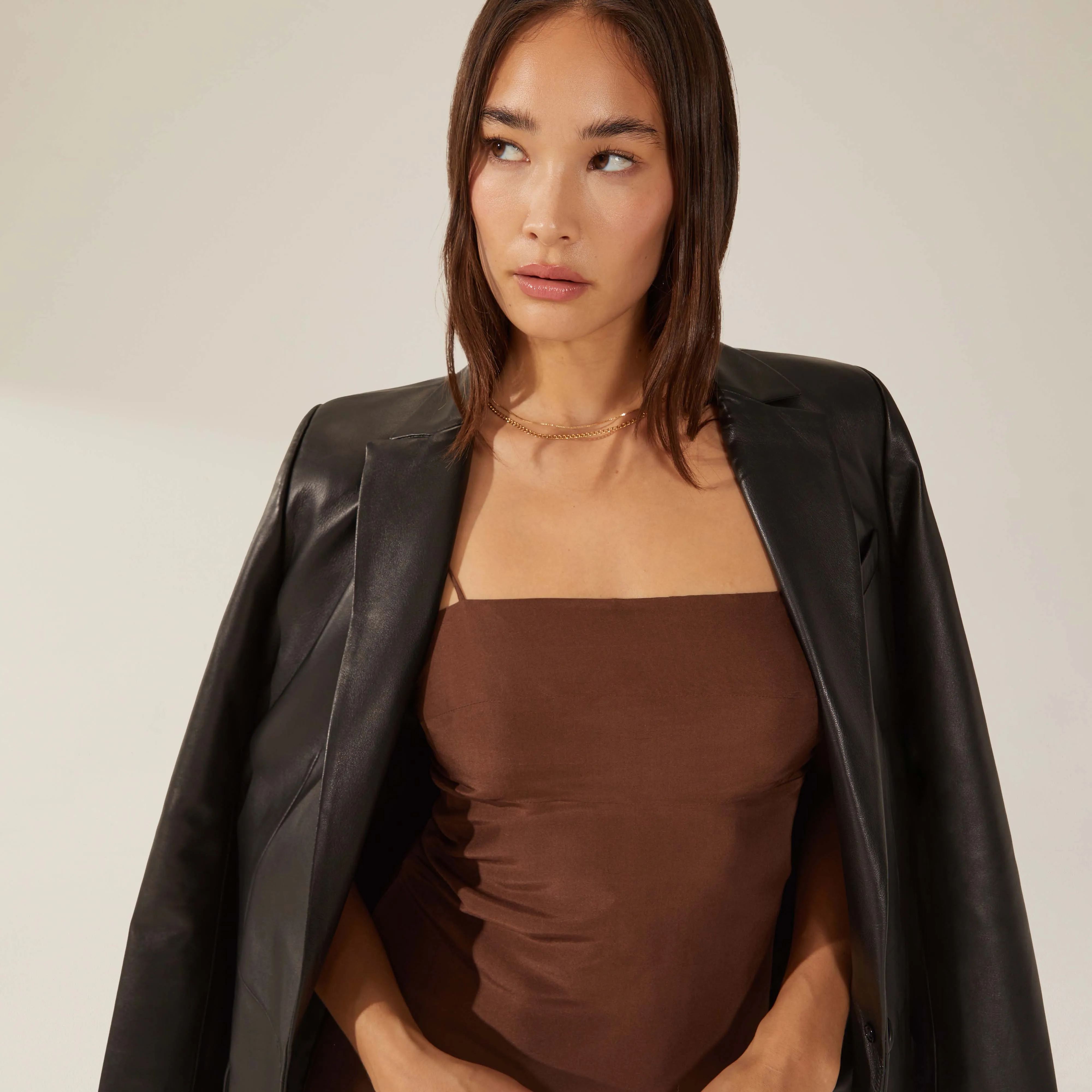 Bella Lambskin Leather Boyfriend Blazer by Italic