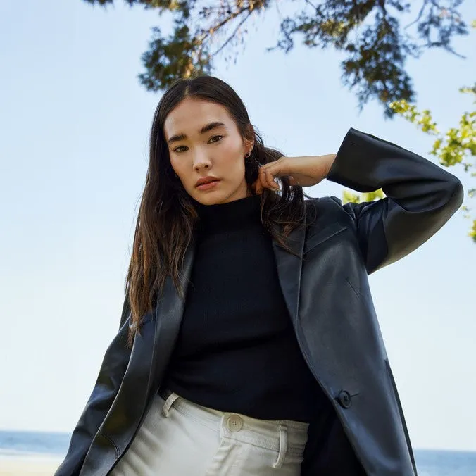 Bella Lambskin Leather Boyfriend Blazer by Italic