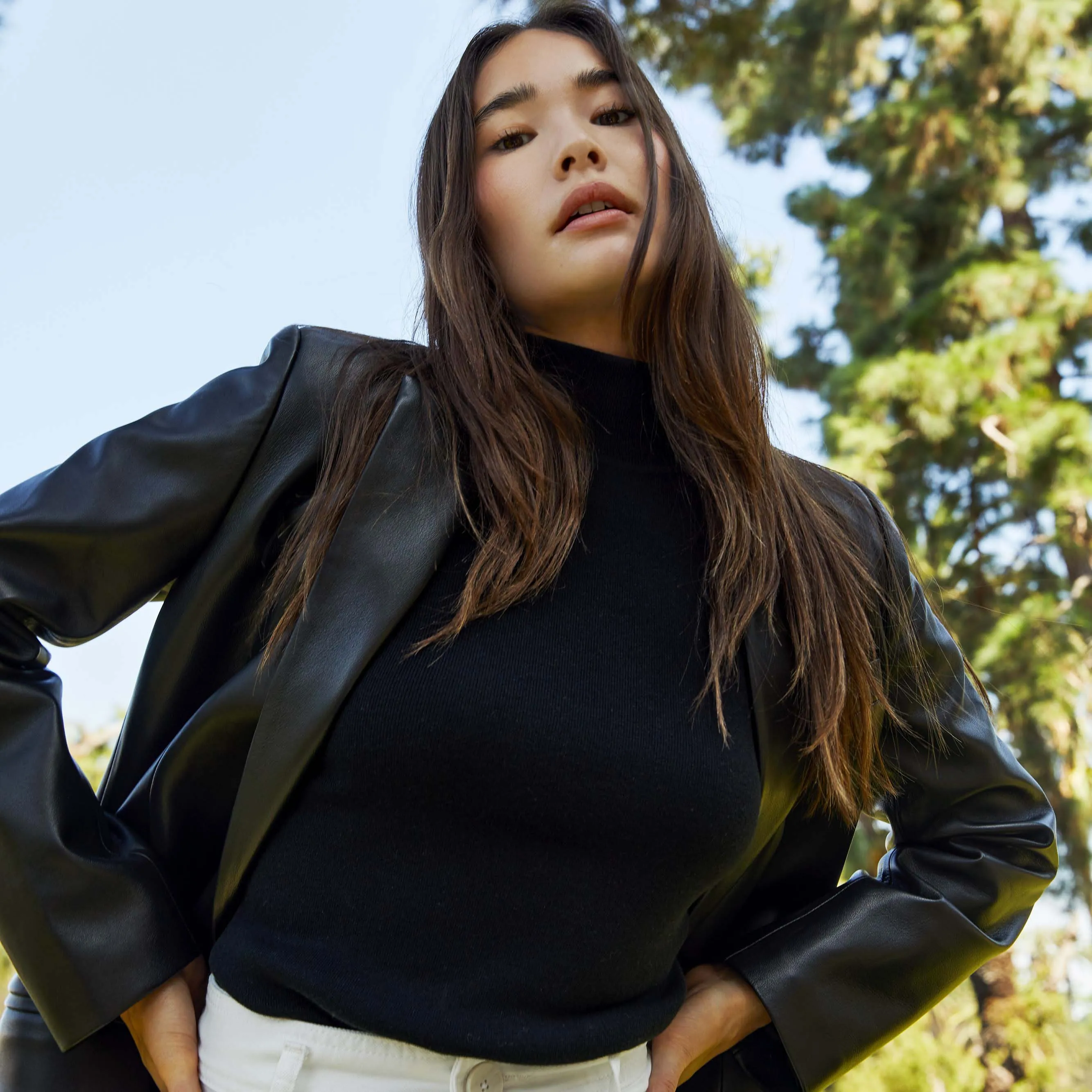 Bella Lambskin Leather Boyfriend Blazer by Italic