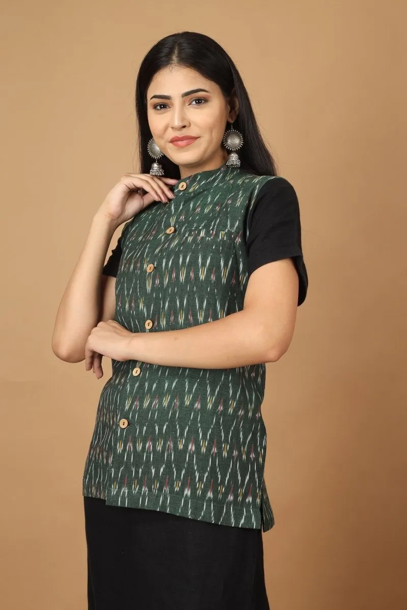 Bhor Ikat Womens Nehru Cotton Jacket