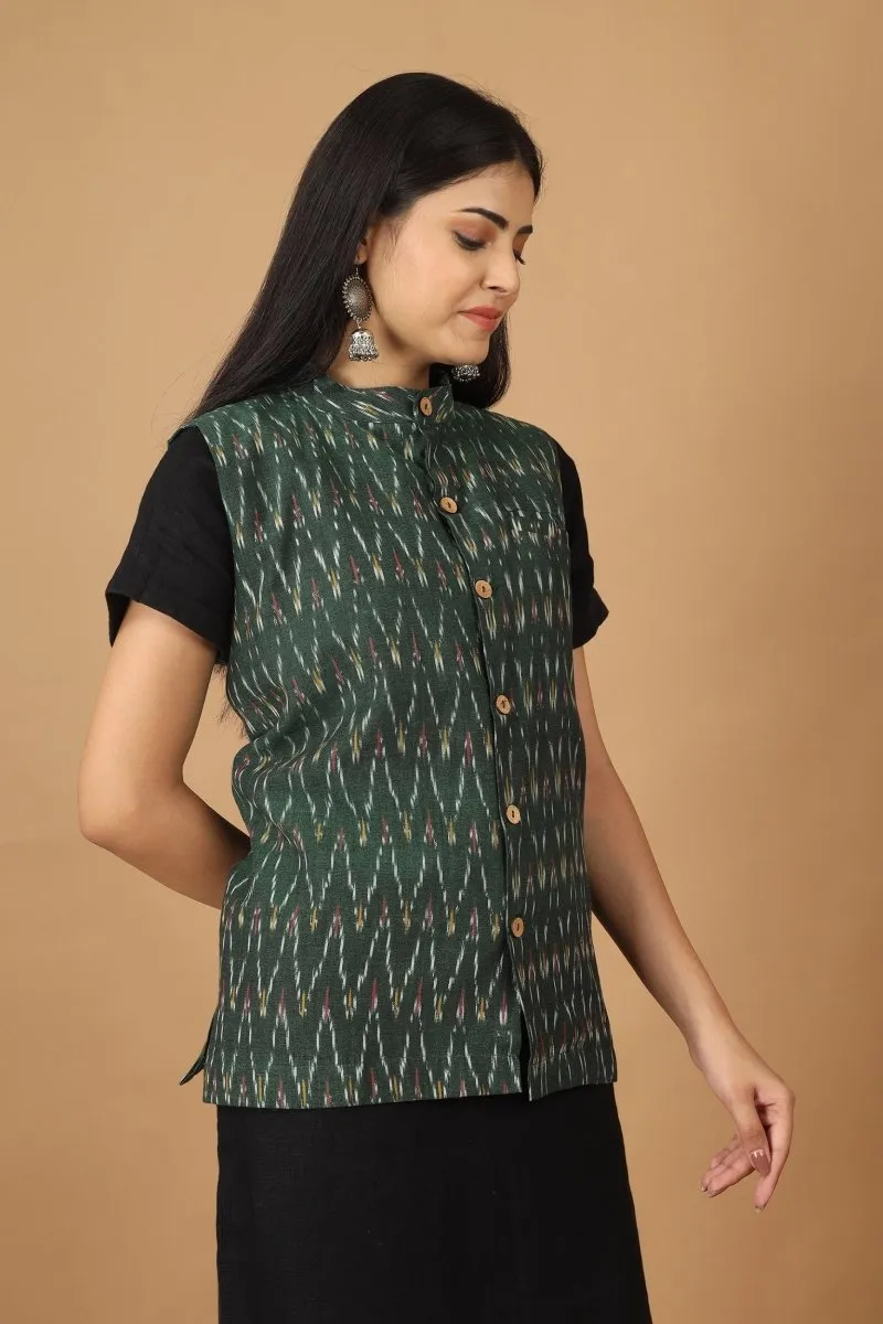 Bhor Ikat Womens Nehru Cotton Jacket