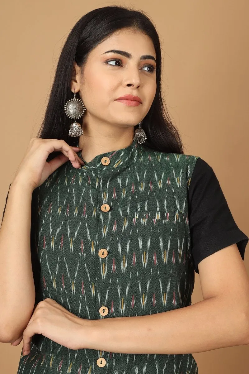 Bhor Ikat Womens Nehru Cotton Jacket