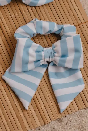 BLUE STRIPES Bow Scrunchie
