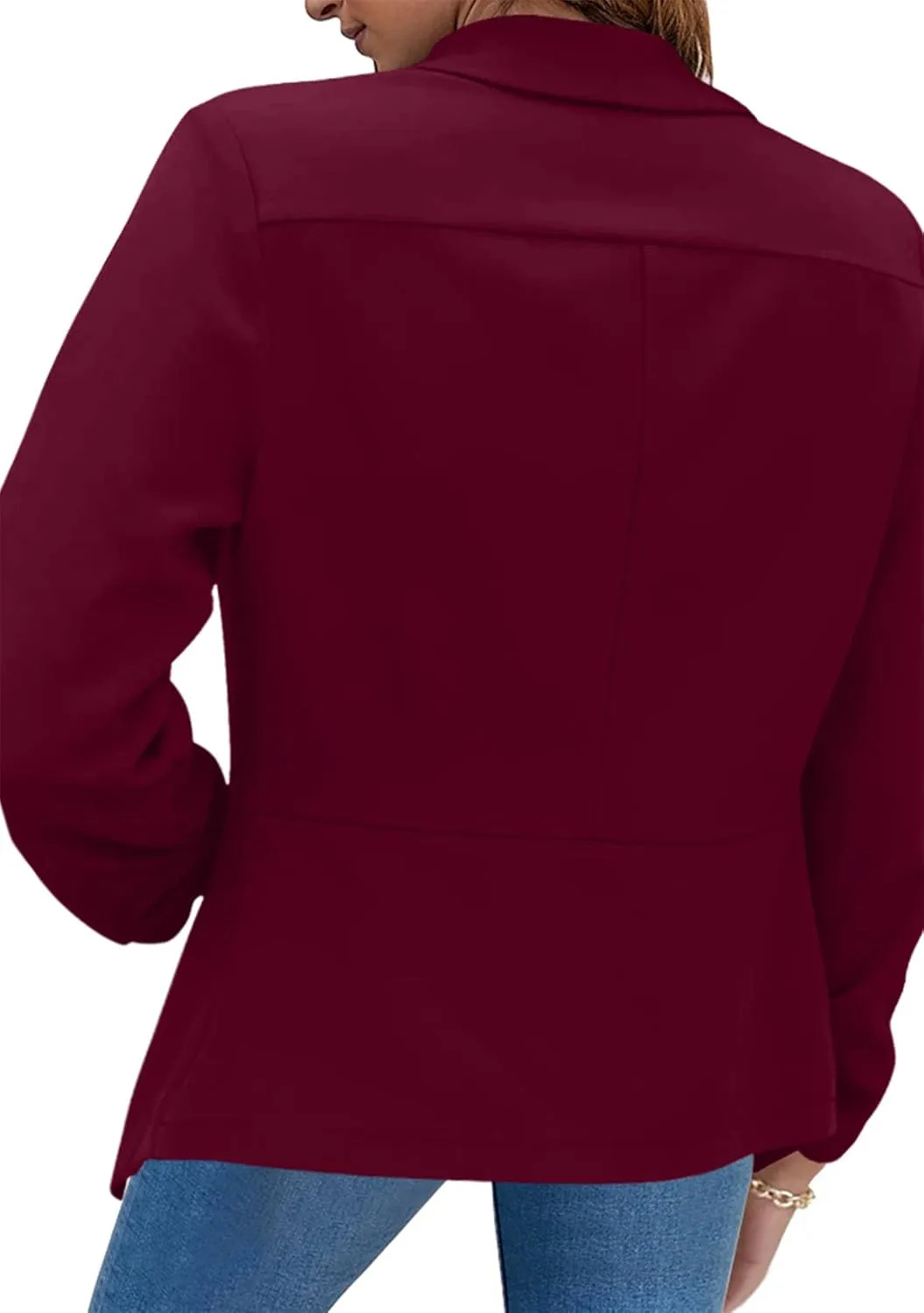 BOFETA Women Lightweight Long Sleeve Blazer Open Front Business Blazer Notched Collar Work Office Blazer