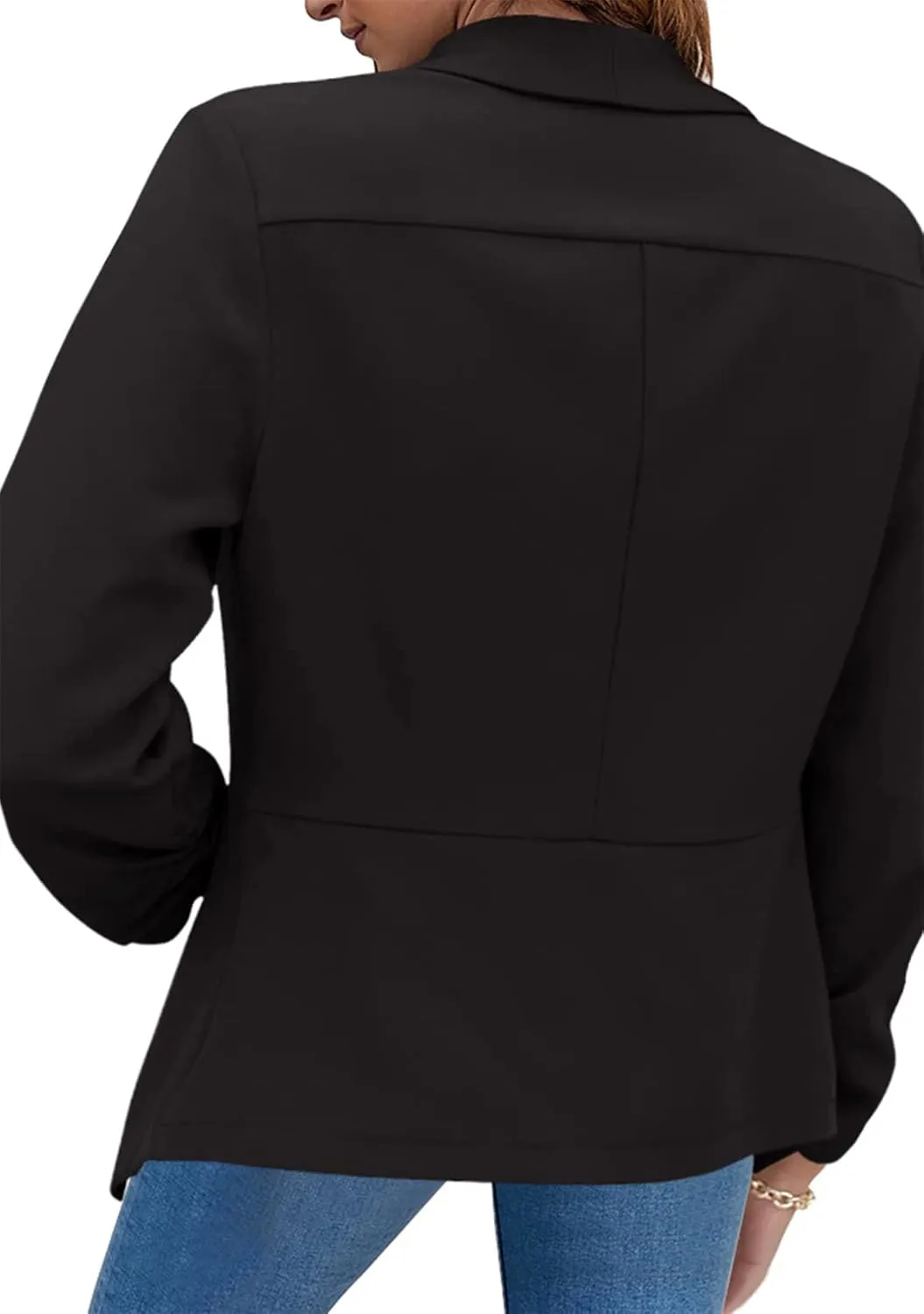 BOFETA Women Lightweight Long Sleeve Blazer Open Front Business Blazer Notched Collar Work Office Blazer