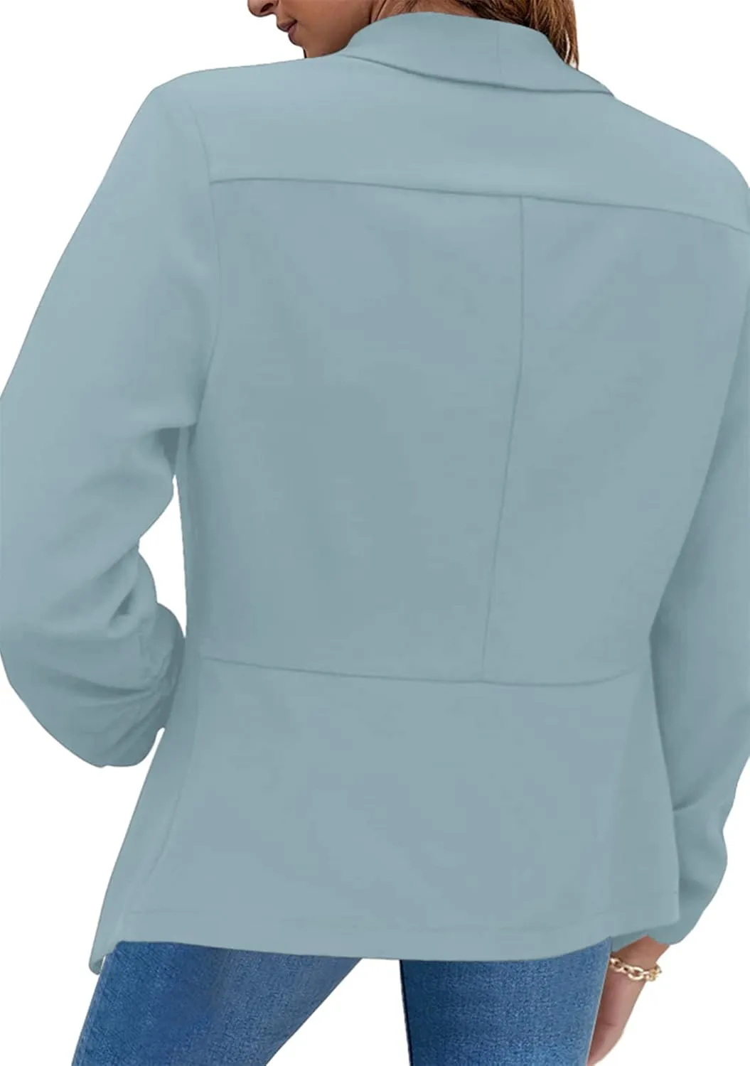 BOFETA Women Lightweight Long Sleeve Blazer Open Front Business Blazer Notched Collar Work Office Blazer