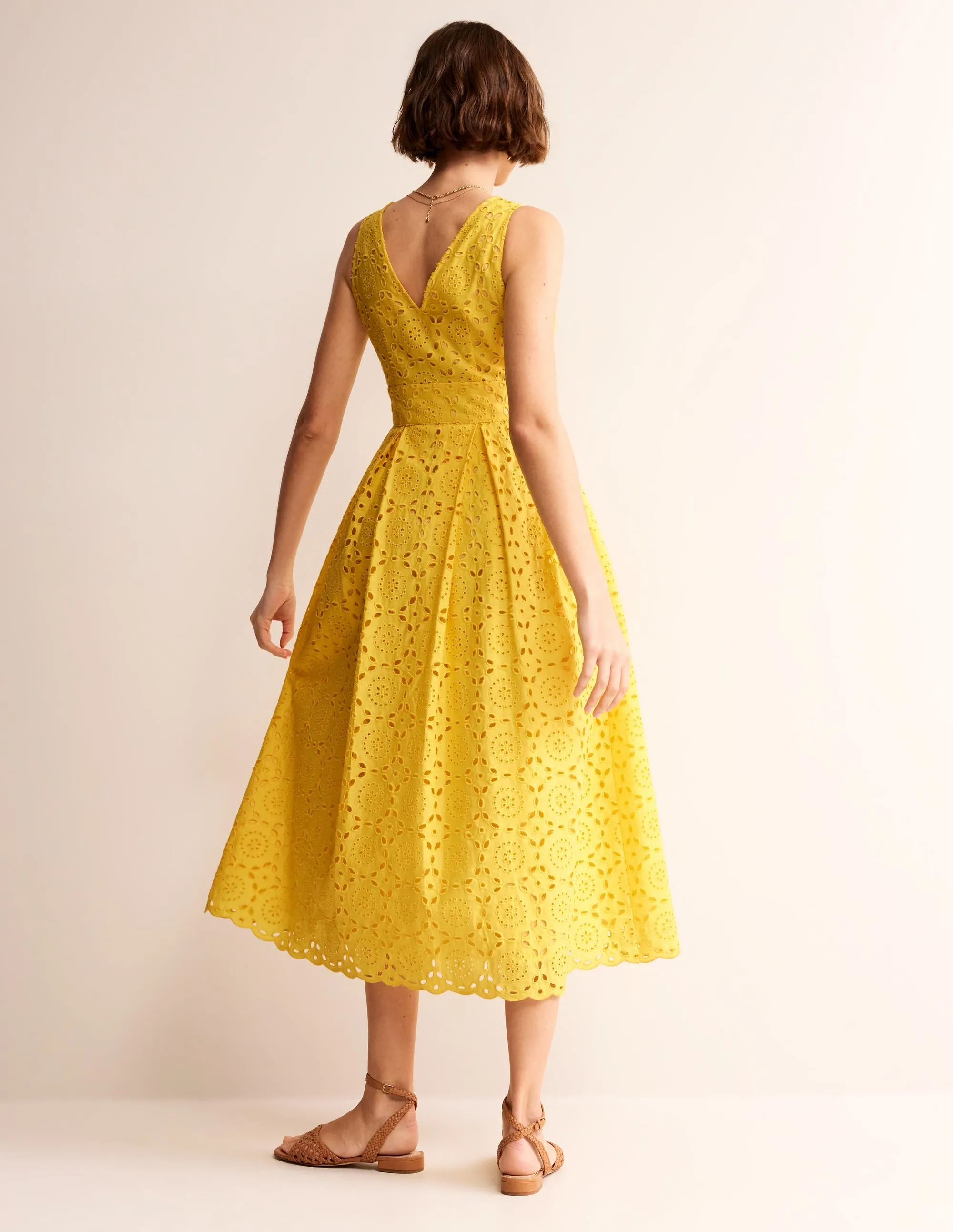 Broderie Occasion Midi Dress-Vibrant Yellow