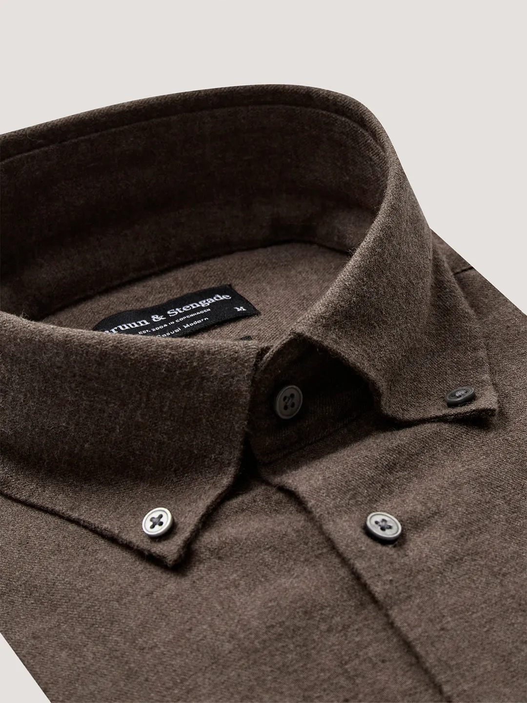 Bruun & Stengade Men Brown Solid Button-Down Collar Full Sleeves Shirt