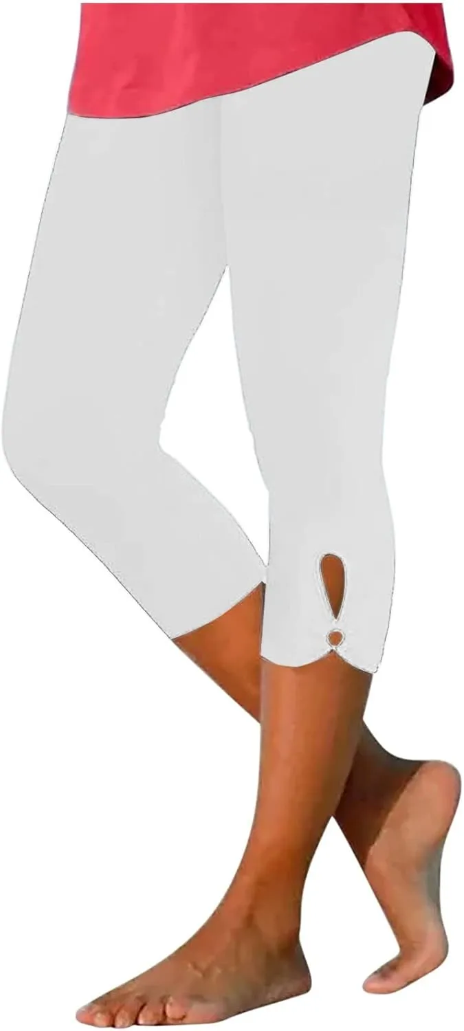 Capri Leggings for Women Cropped High Waist Yoga Pants Summer Dressy Capris Comfy Stretchy Workout Compression Pants