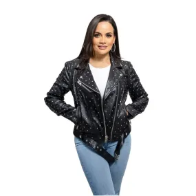 Chic Asymmetrical Studded Lambskin Leather Jacket