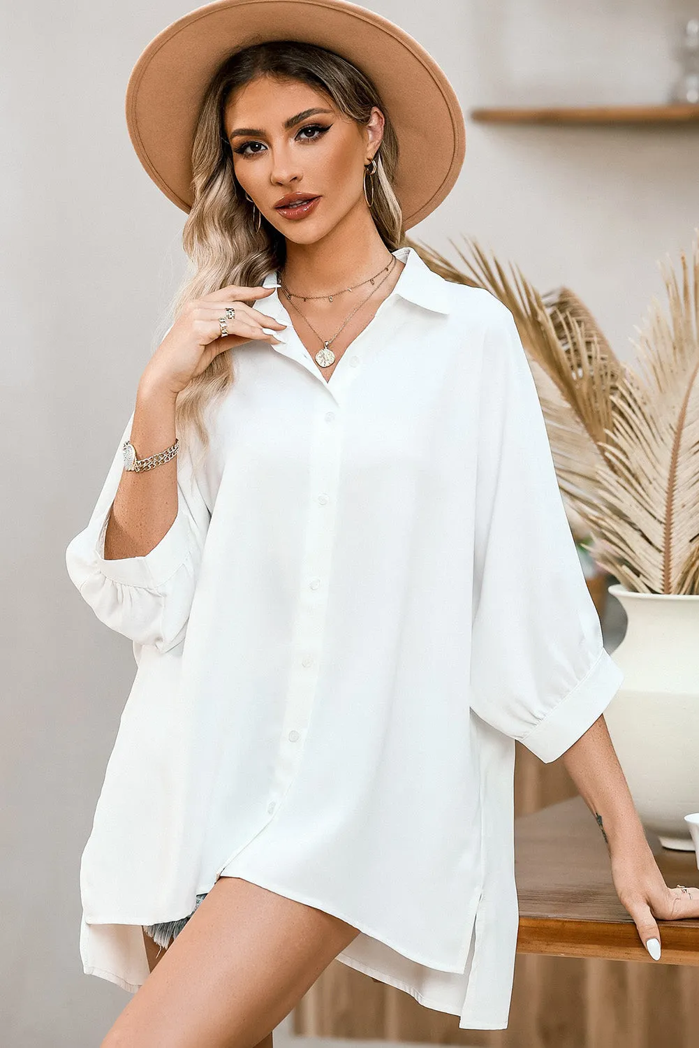 Collared Neck Button Up Shirt
