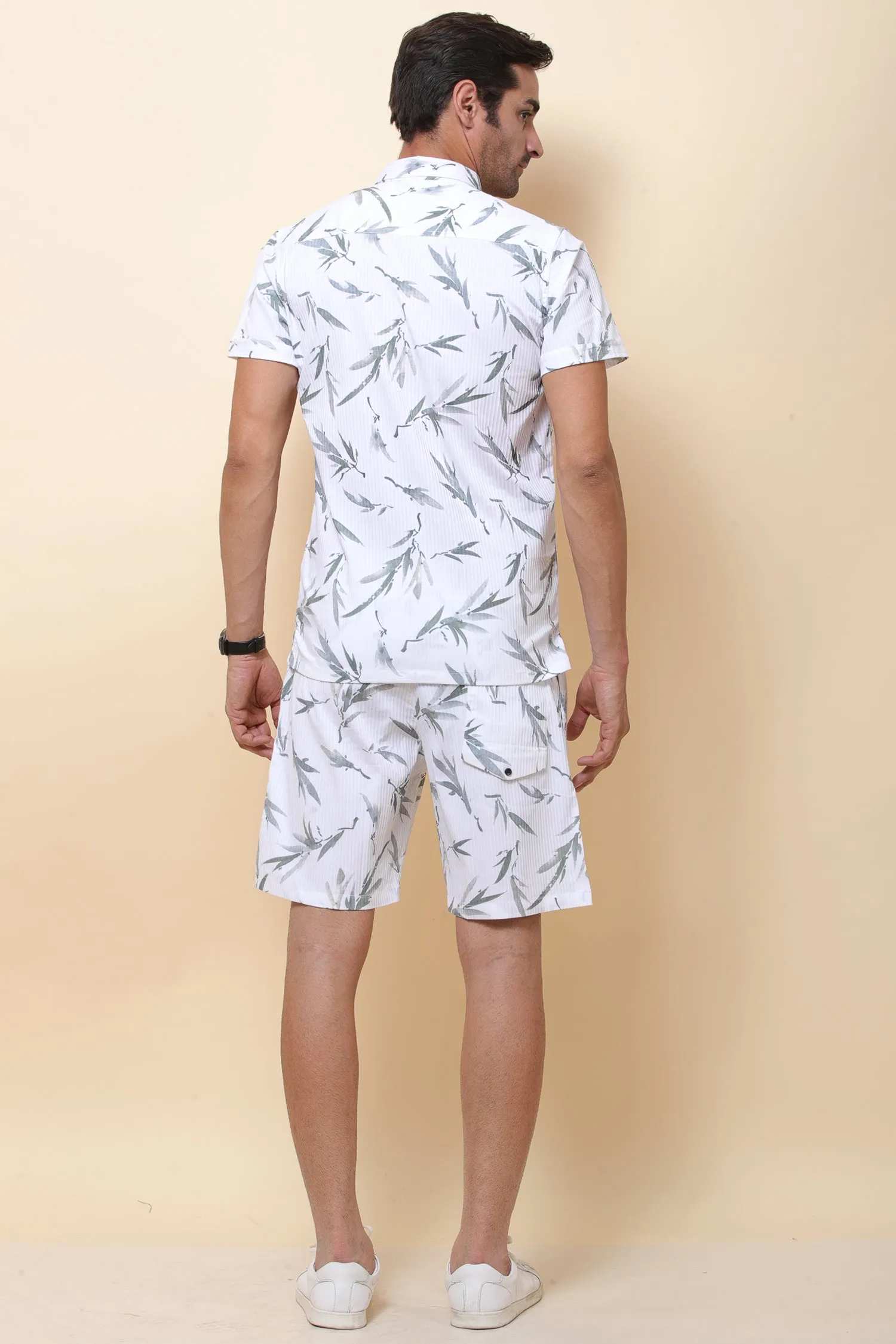 Digi Imported White & Green Half Sleeve Shirt for Men