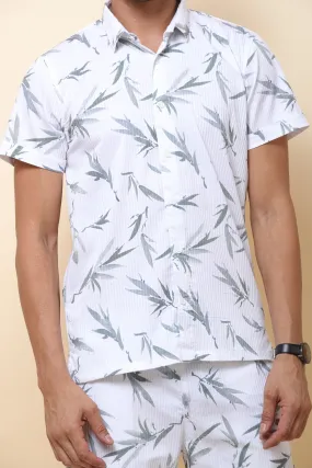 Digi Imported White & Green Half Sleeve Shirt for Men