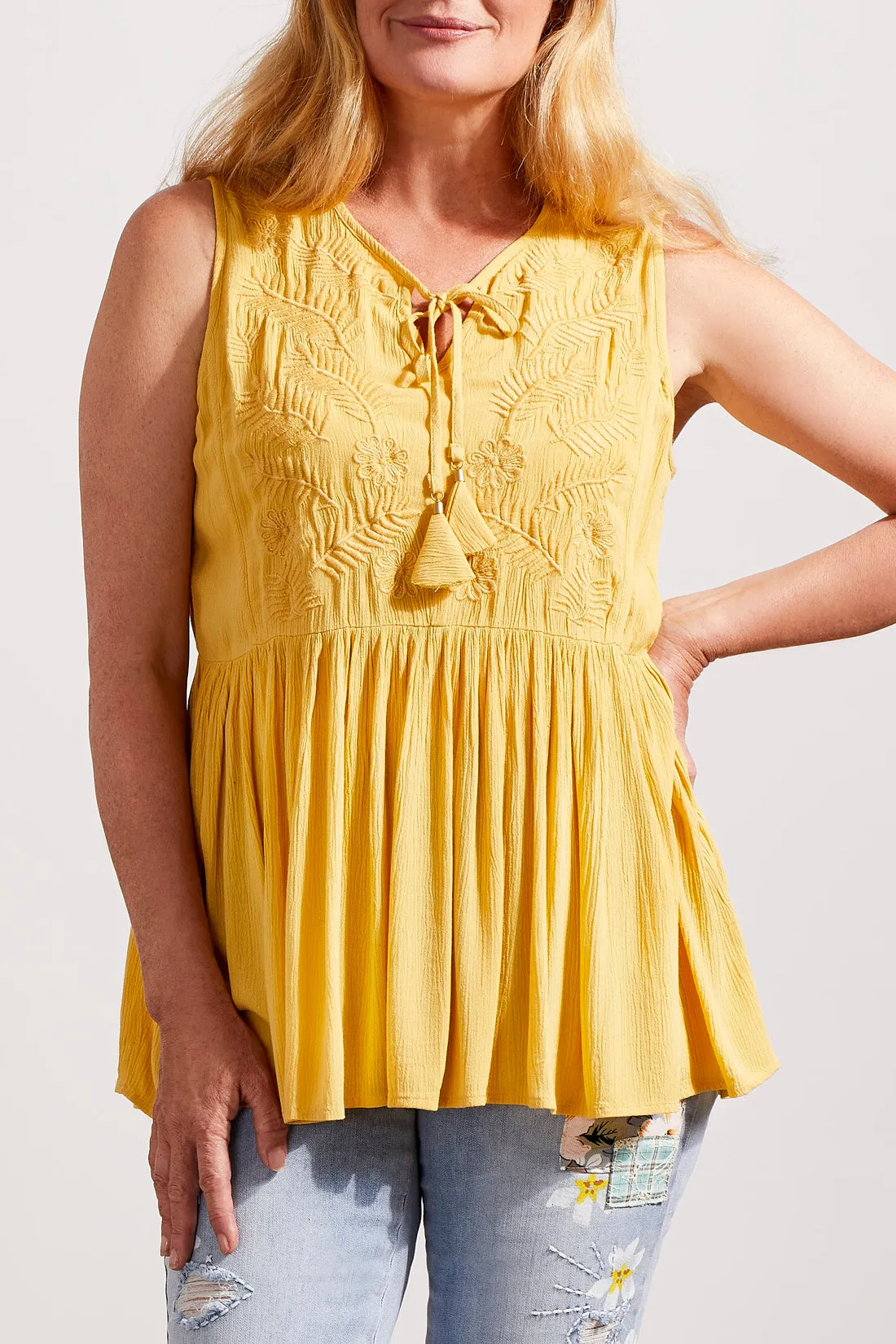 Embroidered Babydoll Blouse
