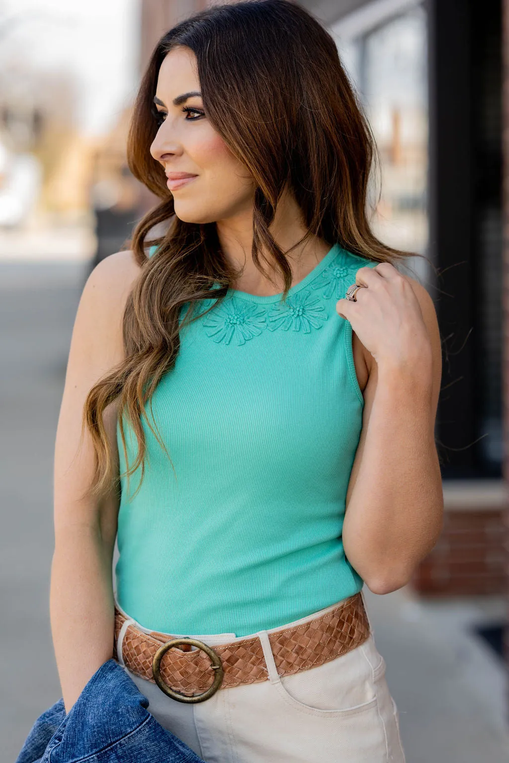 Embroidered Flowers Tank