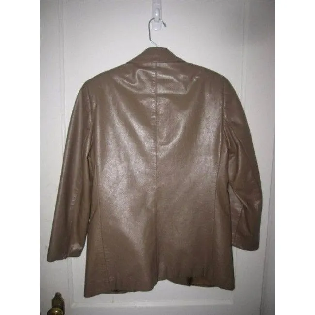 Etienne Aigner Taupe Vintage Leather Jacket