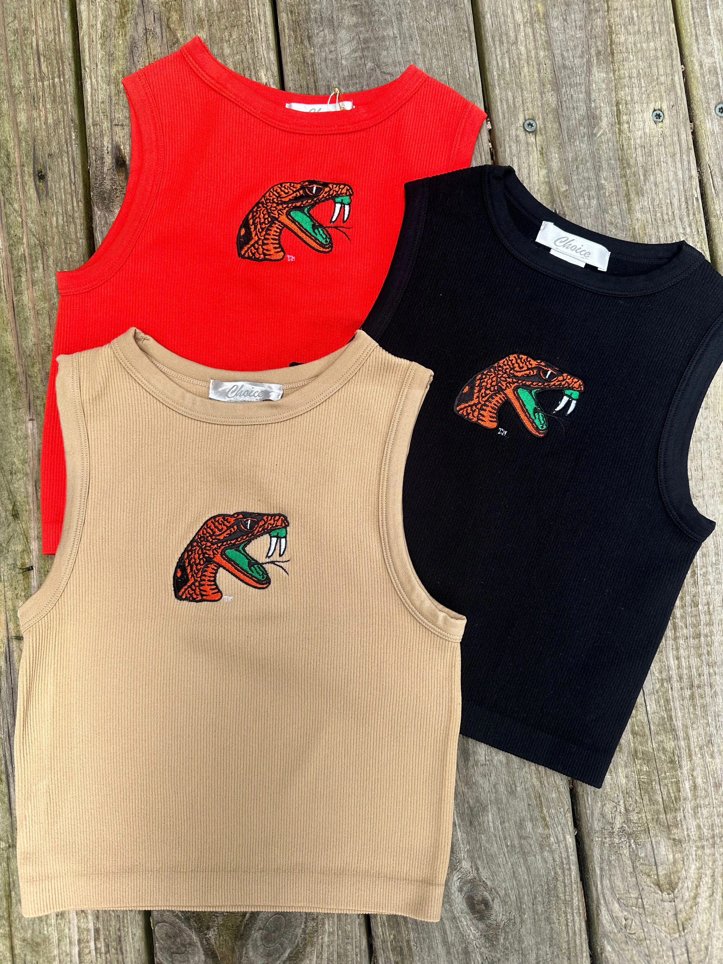 FAMU CG - High Neck Rattler Embroidered Crop Tank