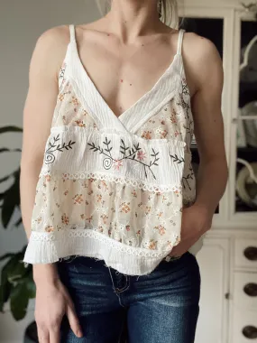 Flora A-Line Ivory Embroidered Tank Top