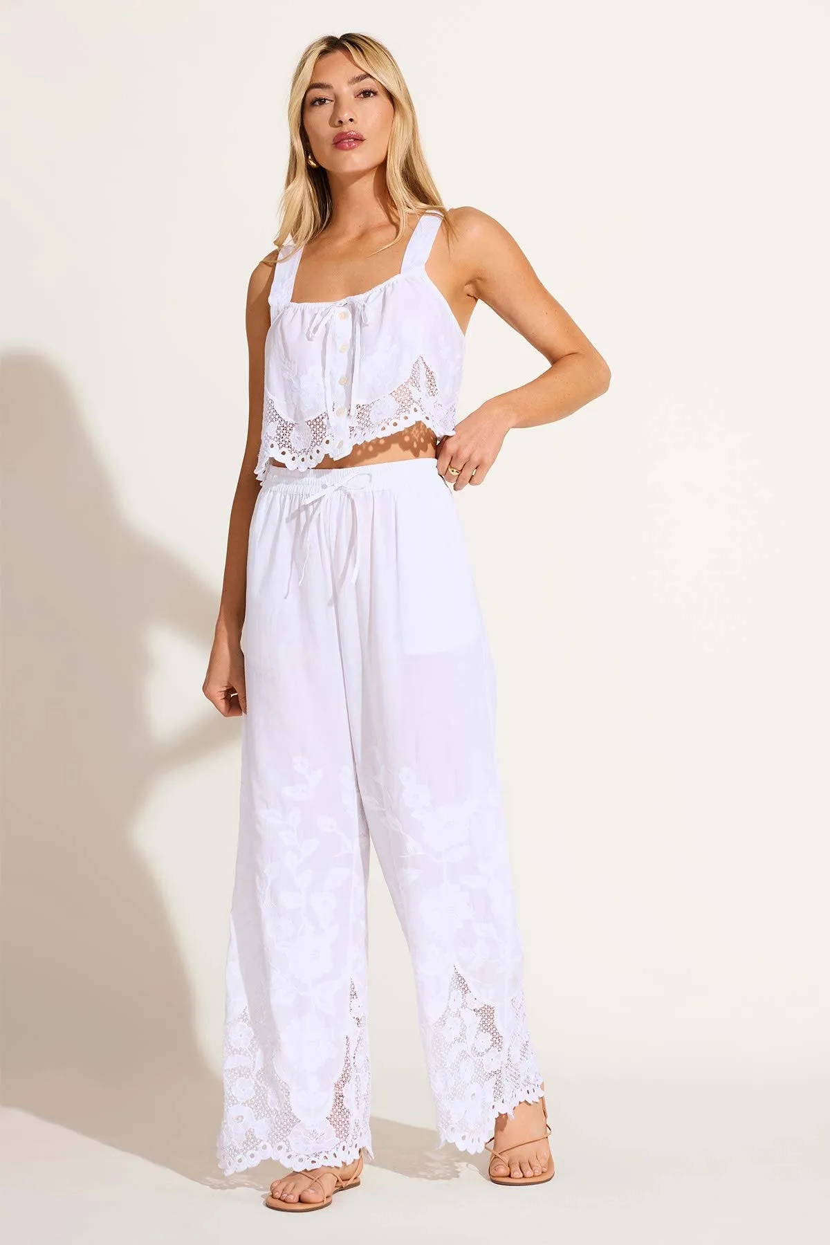 Flora Tank - White Beachside Broderie