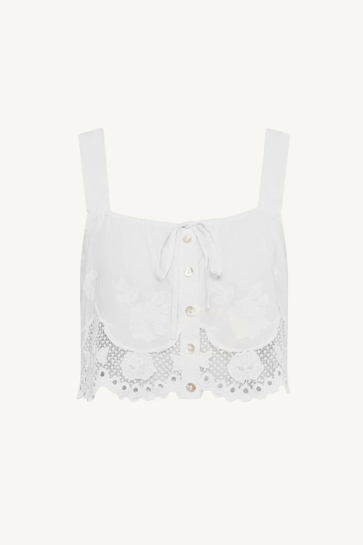 Flora Tank - White Beachside Broderie