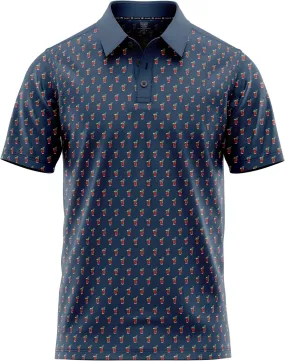 Funny Golf Polo Men Shirts - Short Sleeve UPF Quick Dry Fit Performance Moisture Wicking Stretch Crazy Summer Casual Tropical