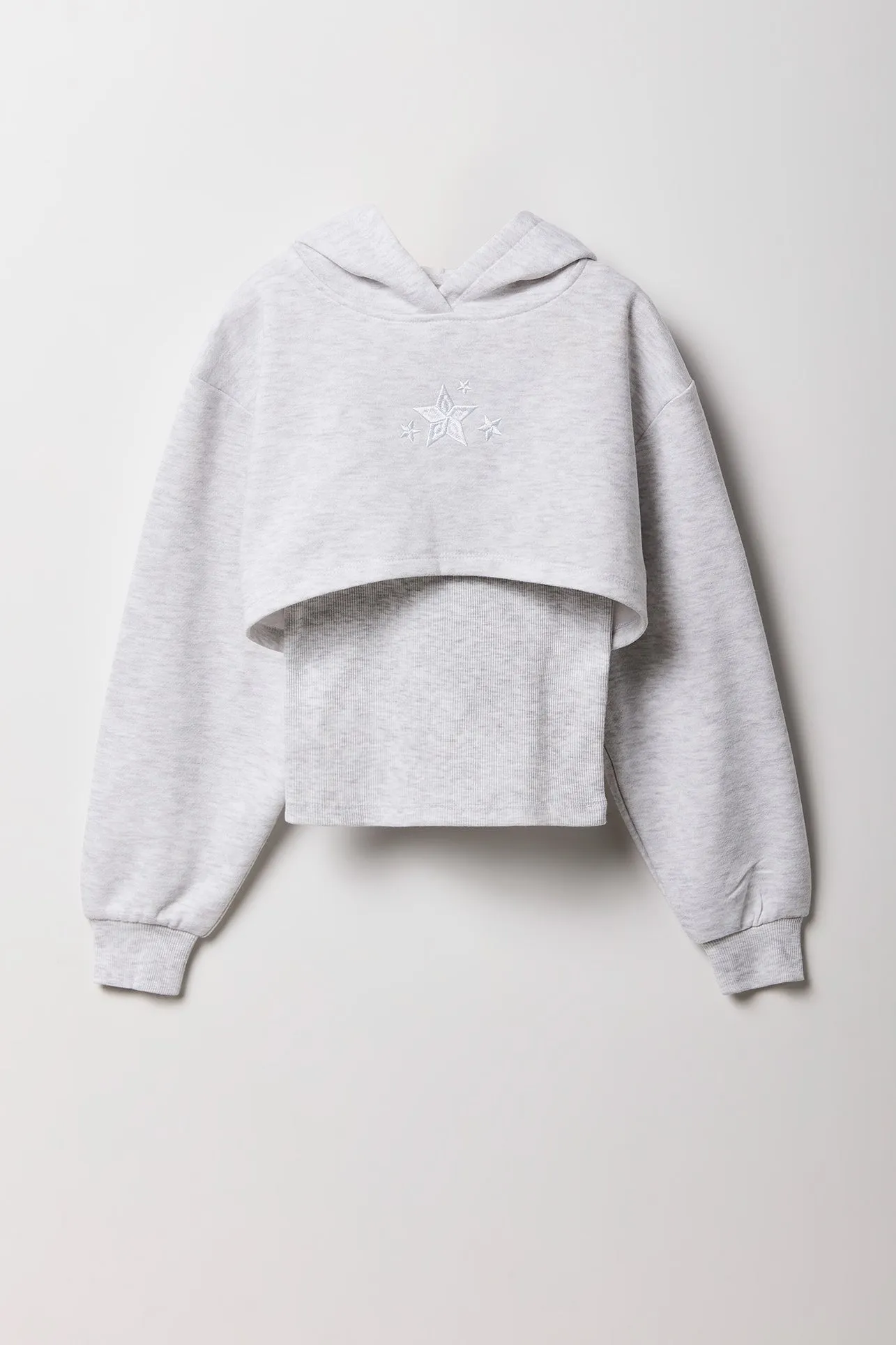 Girls Embroidered Hoodie & Tank 2 Piece Set
