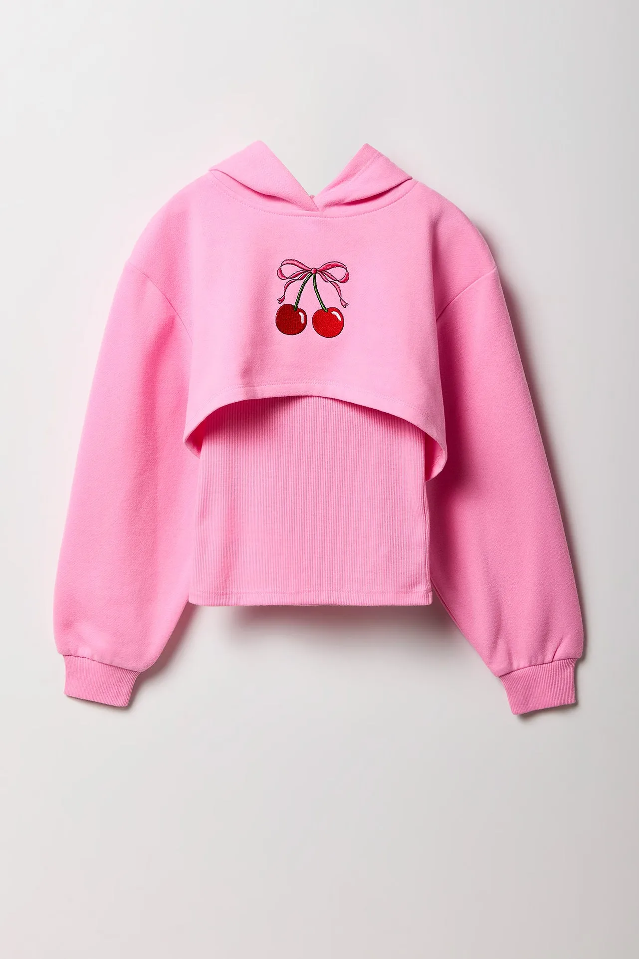 Girls Embroidered Hoodie & Tank 2 Piece Set