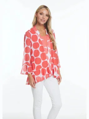 Jacket Pink/White Sheer Open Front 3/4 Sleeve Women's M24101jm