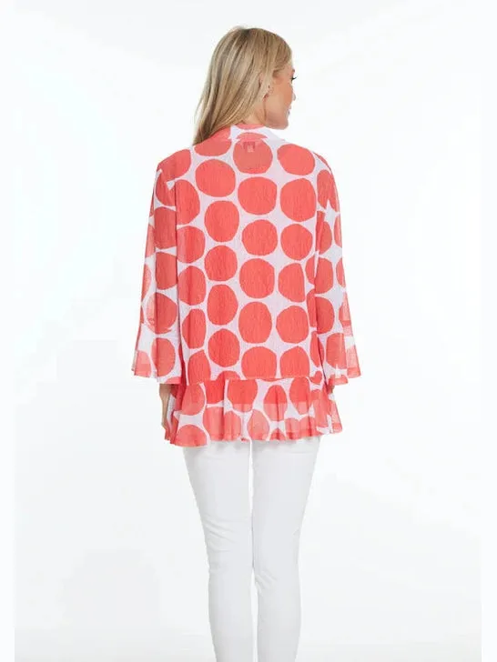 Jacket Pink/White Sheer Open Front 3/4 Sleeve Women's M24101jm