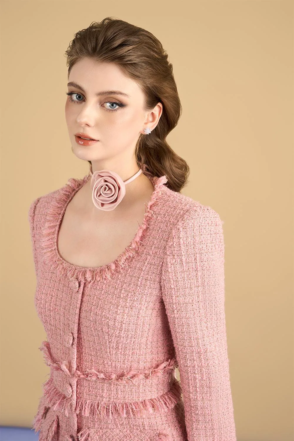 Keyla Hourglass Scoop Neck Tweed Jacket