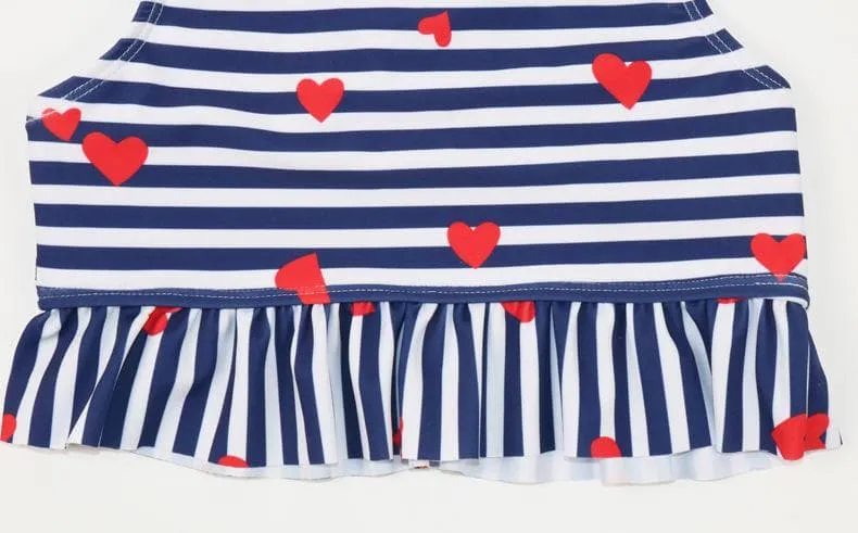 Kid Girl's Heart Striped Print Swimsuit
