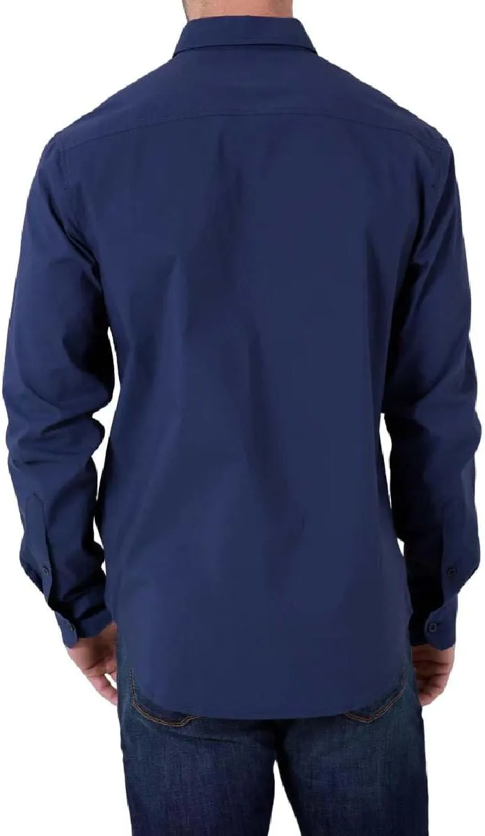 Kimes Ranch Men's KR Team Long Sleeve Dress Shirt – Western Cut, Cooltex® Technology, Embroidered Horns Logo