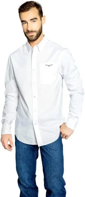 Kimes Ranch Men's KR Team Long Sleeve Dress Shirt – Western Cut, Cooltex® Technology, Embroidered Horns Logo