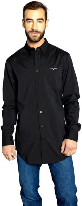 Kimes Ranch Men's KR Team Long Sleeve Dress Shirt – Western Cut, Cooltex® Technology, Embroidered Horns Logo