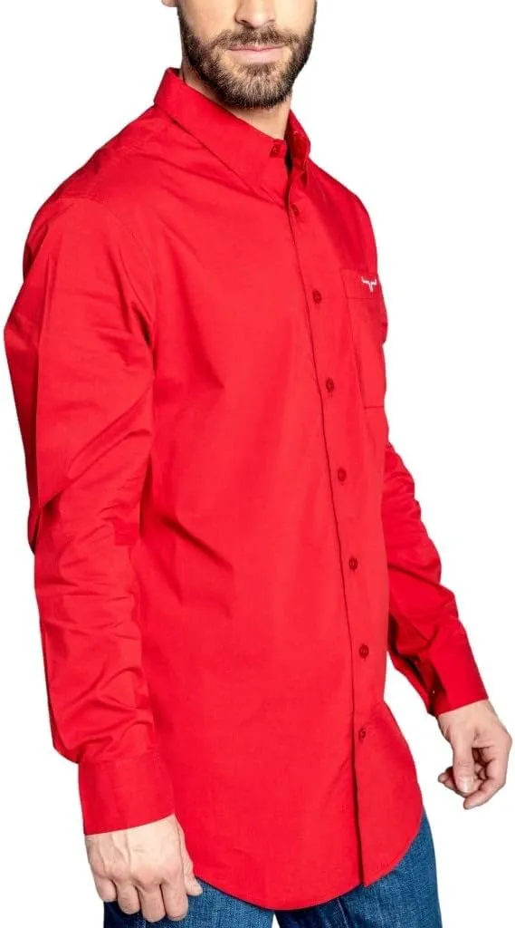 Kimes Ranch Men's KR Team Long Sleeve Dress Shirt – Western Cut, Cooltex® Technology, Embroidered Horns Logo