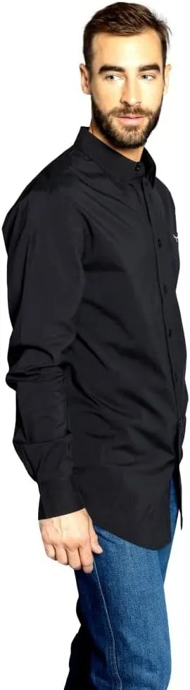 Kimes Ranch Men's KR Team Long Sleeve Dress Shirt – Western Cut, Cooltex® Technology, Embroidered Horns Logo