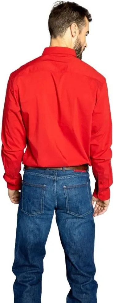 Kimes Ranch Men's KR Team Long Sleeve Dress Shirt – Western Cut, Cooltex® Technology, Embroidered Horns Logo