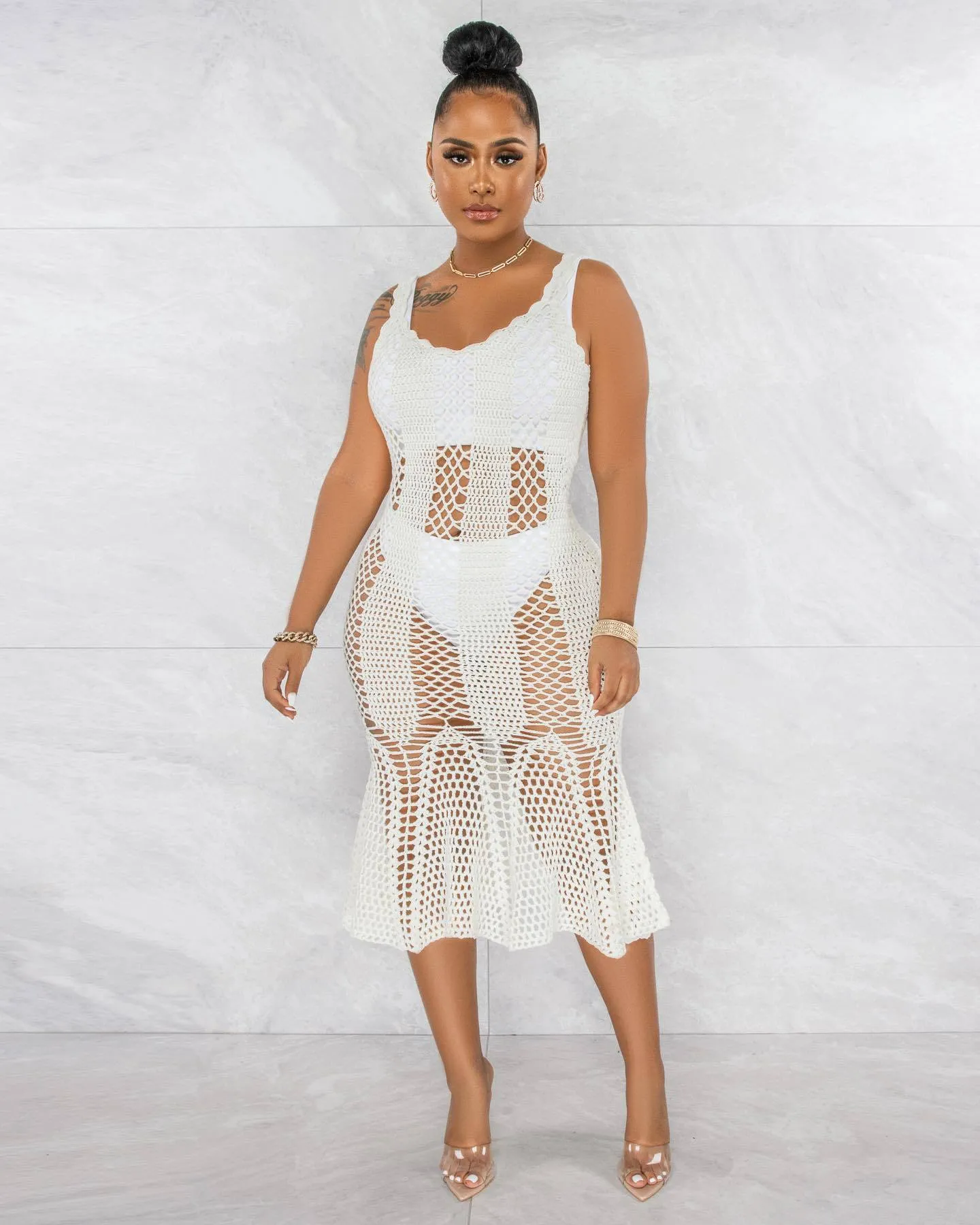 Knitted Hollow Swim Cover Up