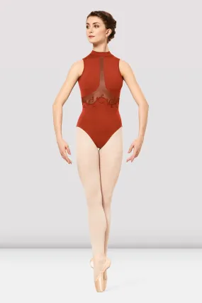 Ladies Kaiya Mesh Spliced Embroidered Tank Leotard