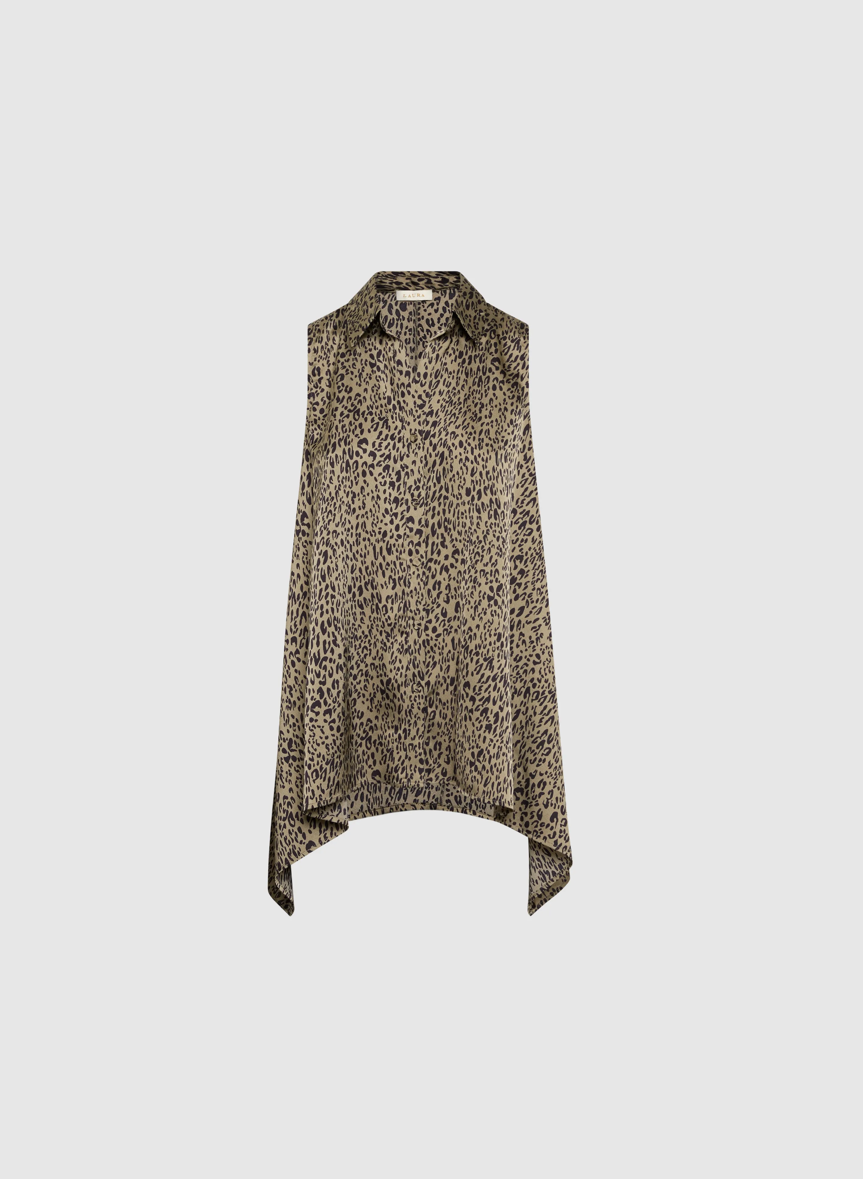 Leopard Print Sleeveless Blouse