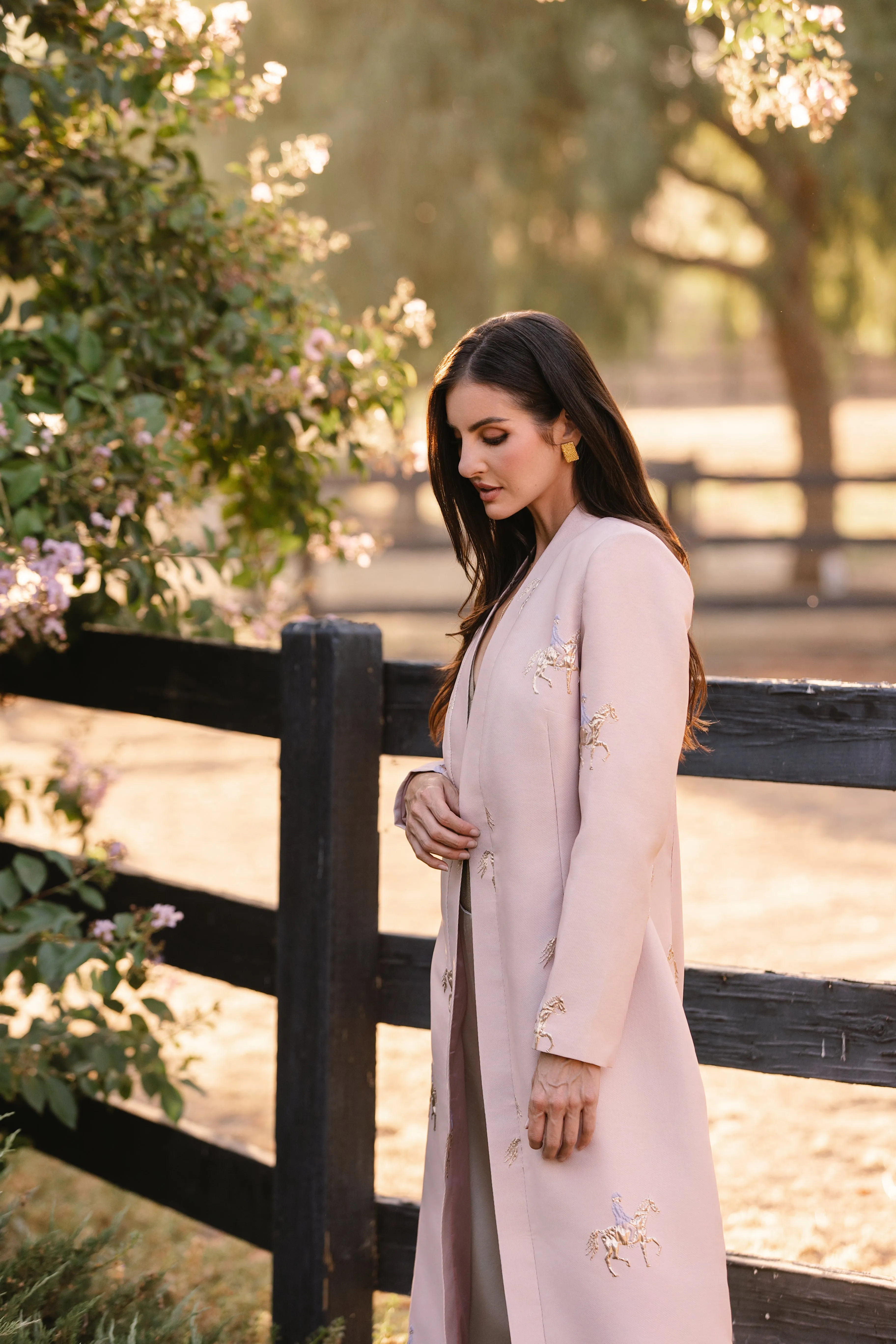 Light Pink Horse Long Caftan Jacket