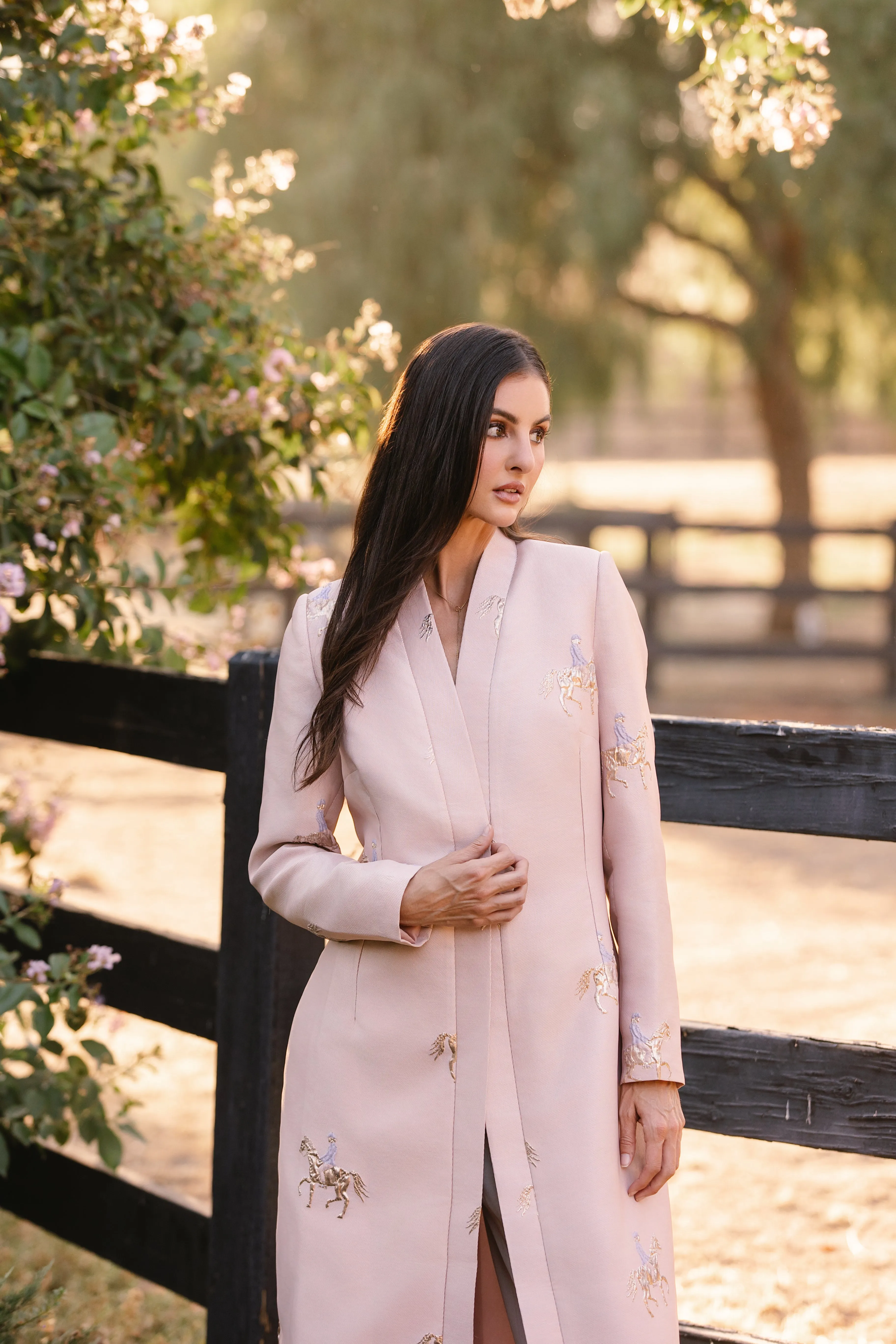 Light Pink Horse Long Caftan Jacket