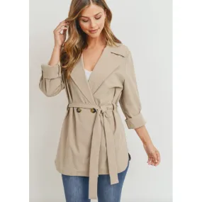 Light Weight Short Belted Khaki Jacket