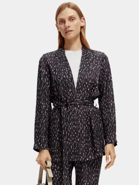 Lightweight printed belted blazer