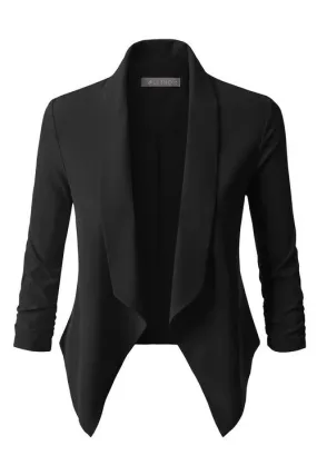 Lightweight Ruched 3/4 Sleeve Blazer