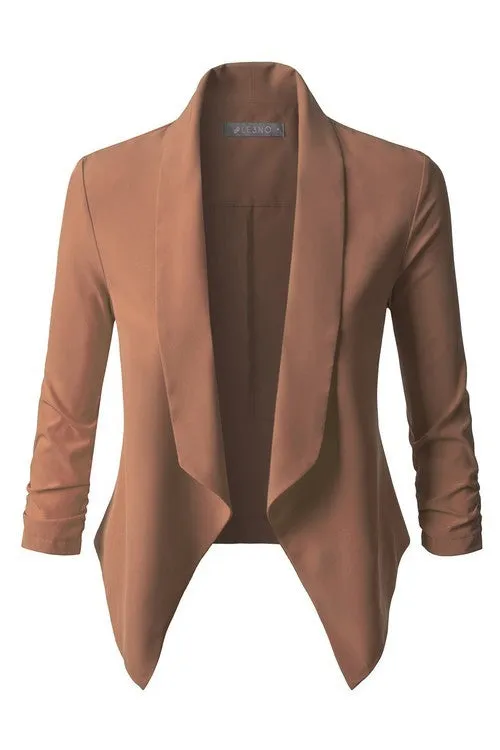 Lightweight Ruched 3/4 Sleeve Blazer